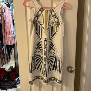 Geometric Patterned White Dress